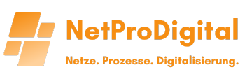 Orangenes Logo NetProDigital mit Rauten